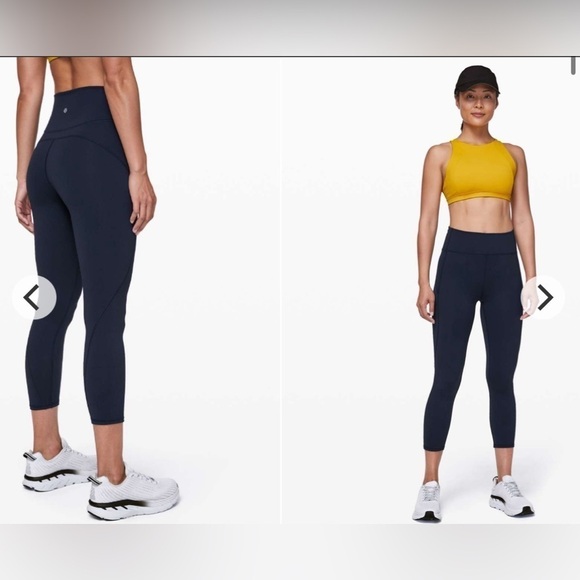 Lululemon Size 8 In Movement Crop Leggings Everlux Hi-Rise 23" Inseam True Navy - Picture 7 of 8